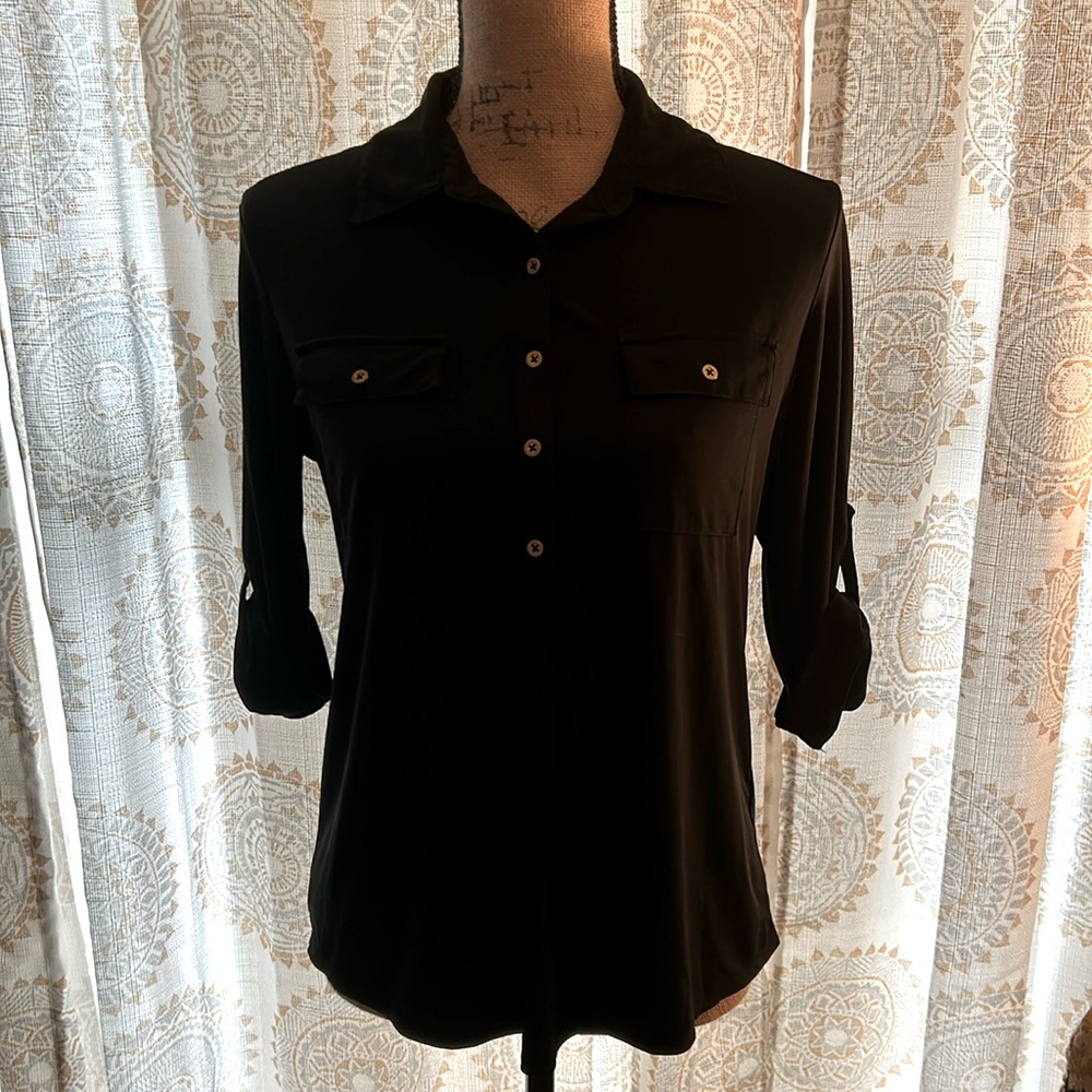 Size small rayon, black blouse.